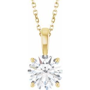 14K Yellow Gold 2 CT Lab-Grown Round Diamond 18" Necklace