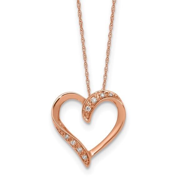 10k Rose Gold Diamond Heart 18" Necklace