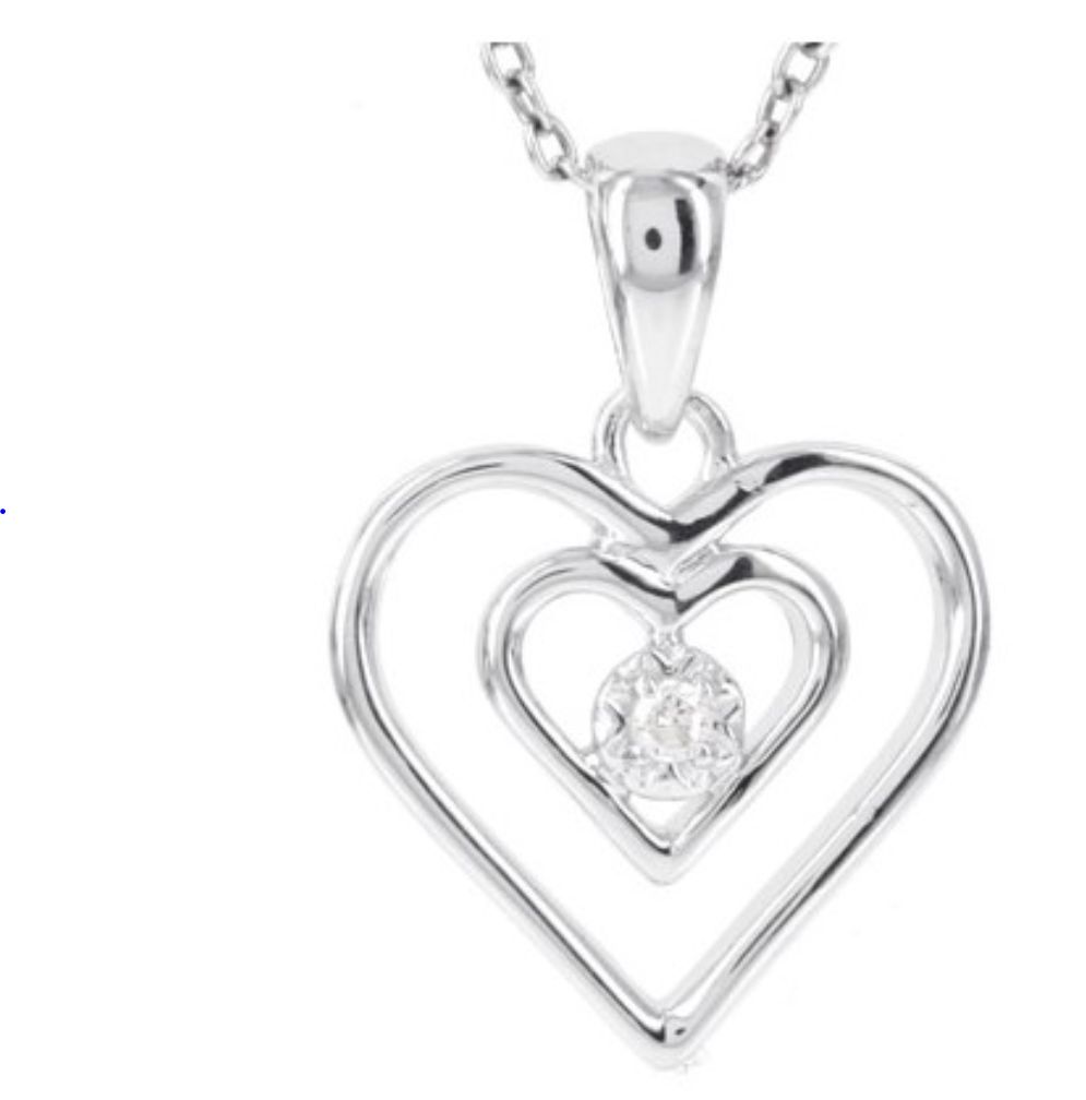10k White gold Diamond Heart necklace