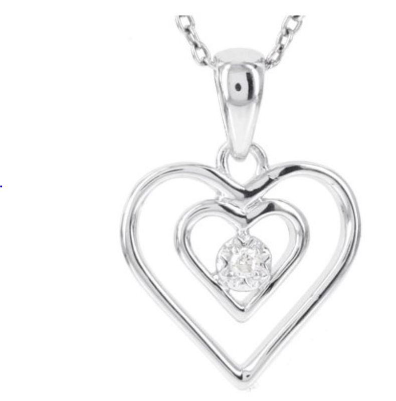 10k White gold Diamond Heart necklace
