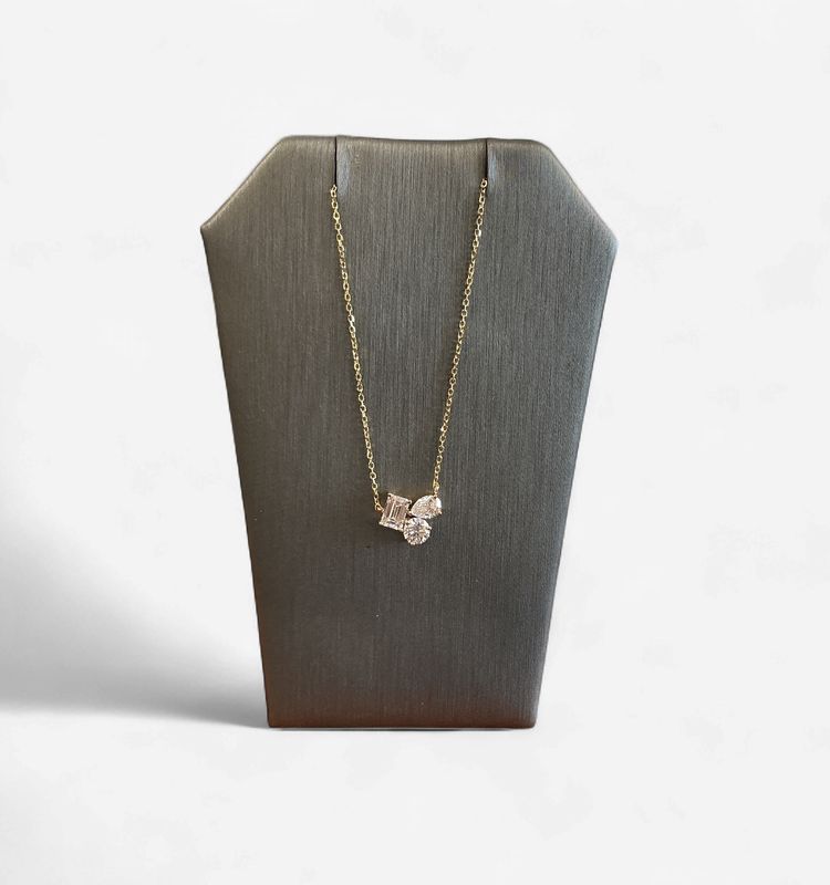 14k Yellow Gold 1ct Lab Grown Multi Shaped Diamond Necklace