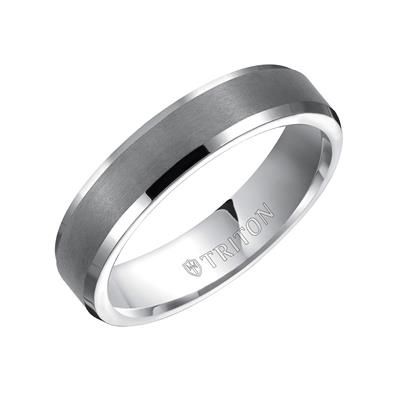 4MM Tungsten Carbide Brush Finish Flat Top with Bright Polish Bevel Edge Comfort Fit Band