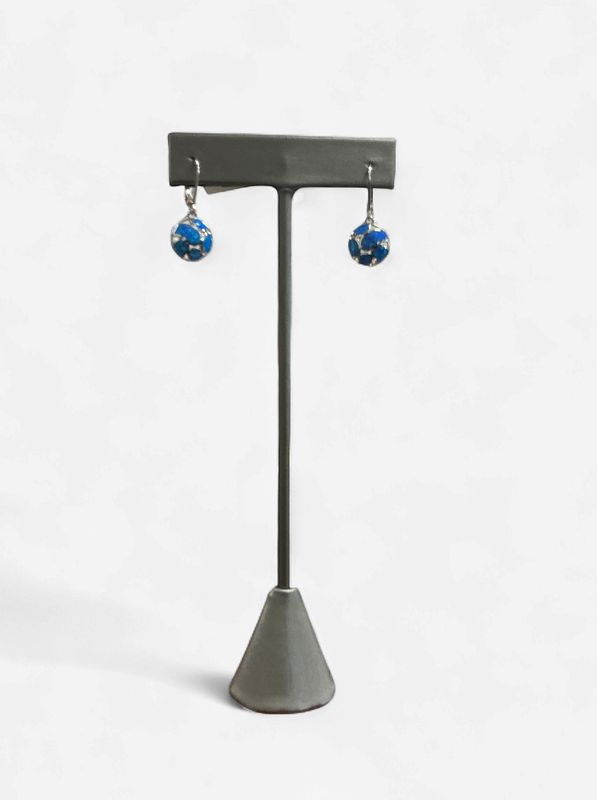 Sterling Silver Blue Opal Lever Back Earrings