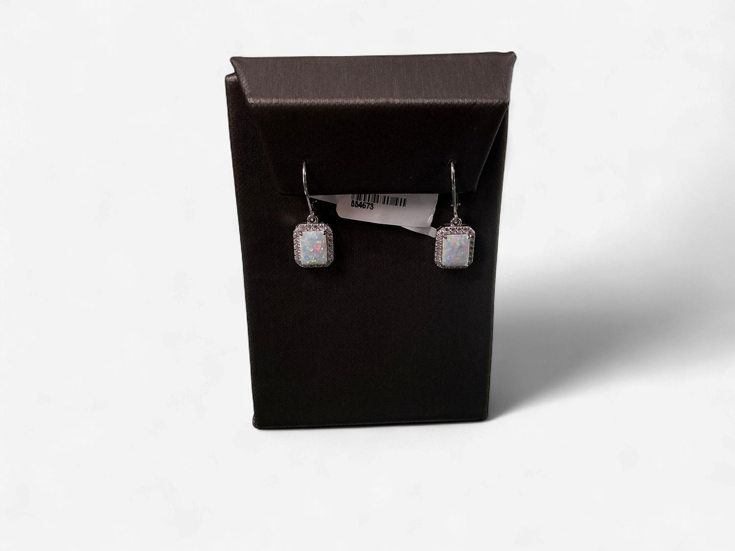 Sterling Silver Opal and CZ Lever Back Earrings
