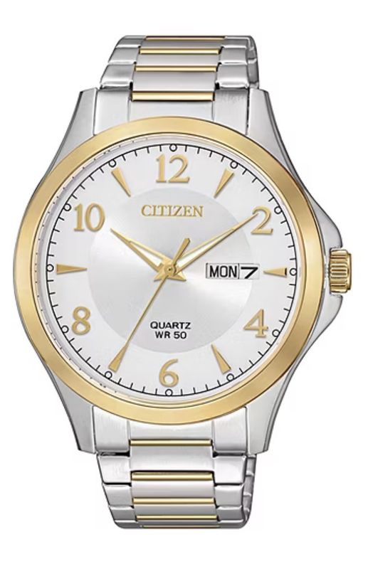Citizen Quartz Mens Two Tone Stainless Steel Stretch Band Watch
