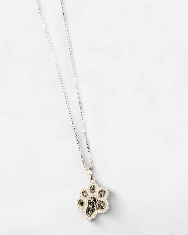 Sterling Silver Paw Print Pendant Necklace