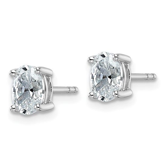 14k White Gold 1 carat Lab Grown Diamond VS/SI+ G+ Oval Four Prong Stud Earrings