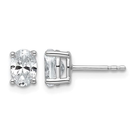14k White Gold 1 carat Lab Grown Diamond VS/SI+ G+ Oval Four Prong Stud Earrings