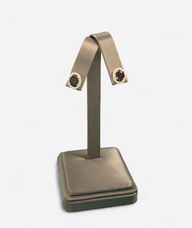 Sterling Silver Garnet Fashion Earrings with CZ Accents