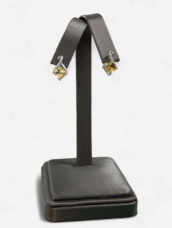 Sterling Silver Citrine Swirl Earrings with CZ Accents