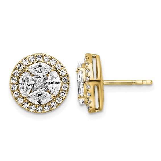 14k 1 1/2 carat Lab Grown Diamond VS+ F+ Marquise Halo Post Earrings