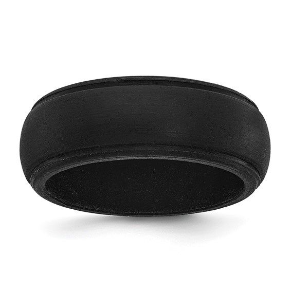 Silicone Black 8mm Ridged Edge Band Size 11