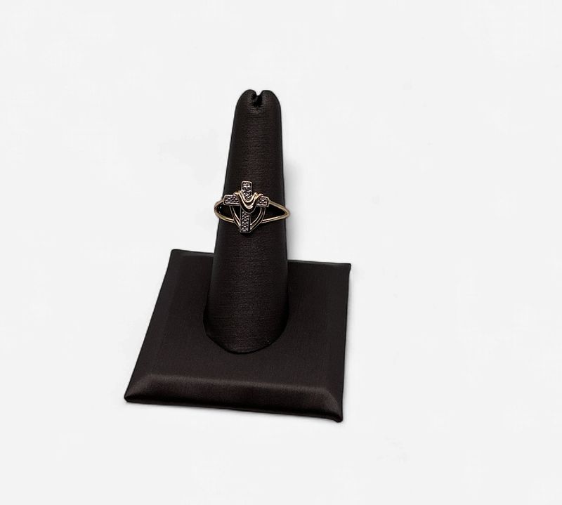 Pre-Loved 14k Yellow Gold Fashion Ring with White Gold Cross Design