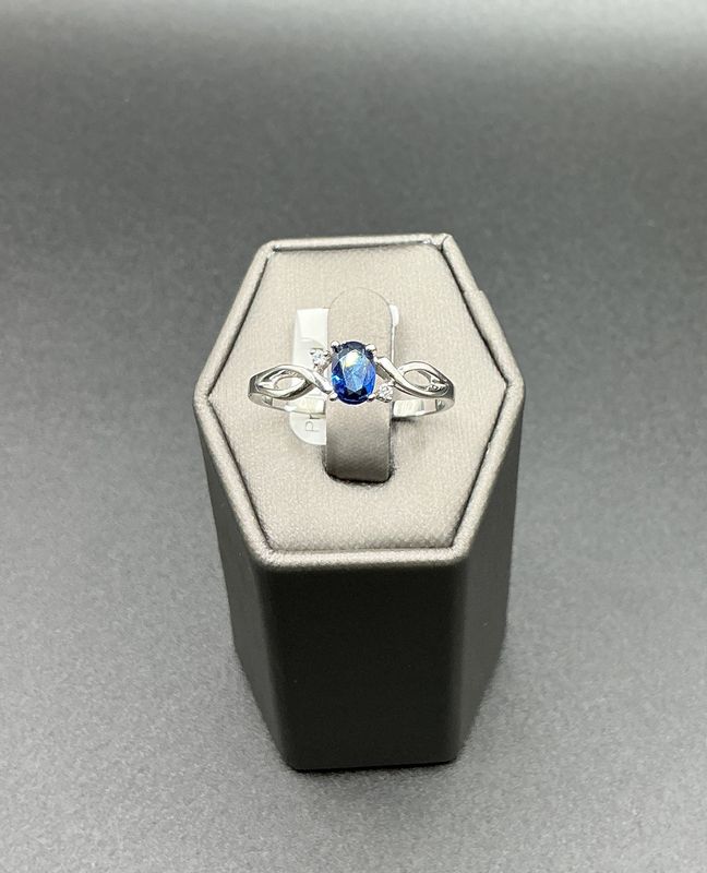 Pre-Loved Sterling Silver Created Blue Sapphire Fashion Ring- Size 10.25