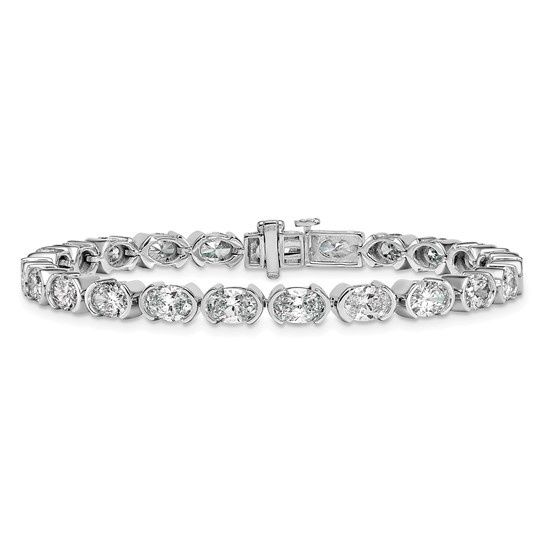 14kw 11 7/8ct Lab Grown Diamond VS+ F+ Oval Half Bezel-Set 7 in Bracelet