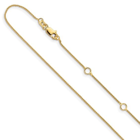 14k .85mm Baby Spiga 1in+1in Adjustable Chain
