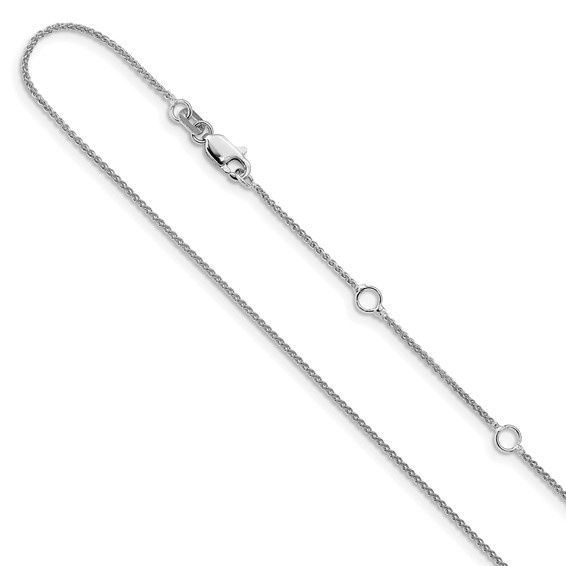 14k White Gold .85mm Baby Spiga 1in+1in Adjustable Chain