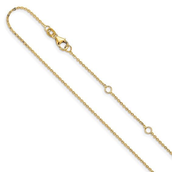 14k Yellow Gold 1.2mm Flat Cable 1in+1in Adjustable Chain