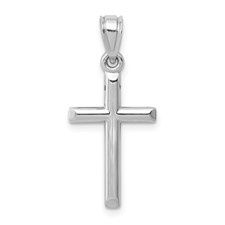 14k white gold hallow cross pendent