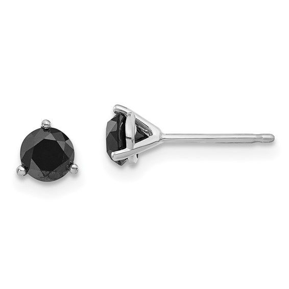 14k White Gold 3/4 carat Black Diamond Stud Earrings