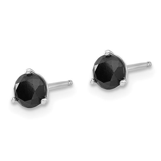 14k White Gold 3/4 carat Black Diamond Stud Earrings