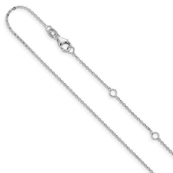 14k White Gold 1.2 mm Flat Cable 1in+1in Adjustable Chain