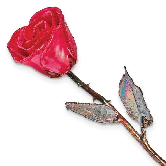 Lacquer Dipped Gold Trimmed Copper Trim Red Rose
