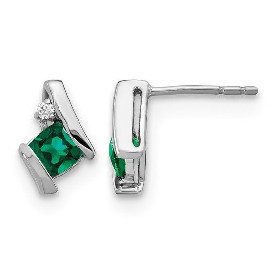Silver Antique Cushion Emerald Earrings