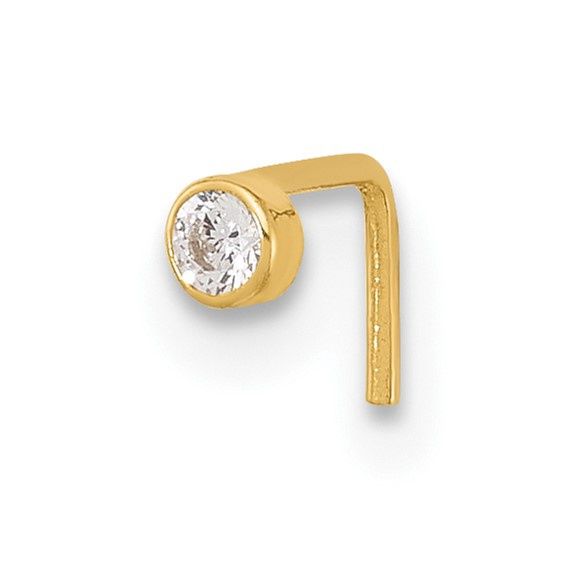 14k 22 Gauge 2.5mm Round CZ Nose Stud