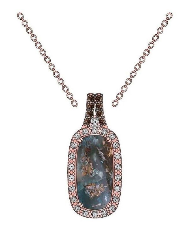 Le Vian Pendant feat Chocolate Aquadite Chocolate diamonds Nude diamonds set in 14K Strawberry Gold