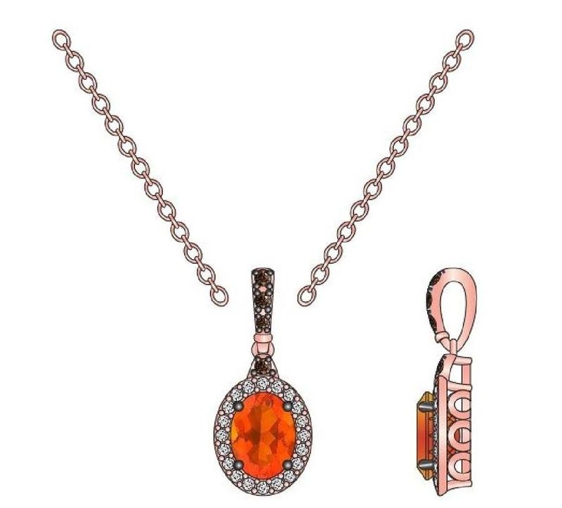 Le Vian Pendant feat. Neon Tangerine Fire Opal Chocolate diamonds Nude diamonds set in 14K Strawberry Gold