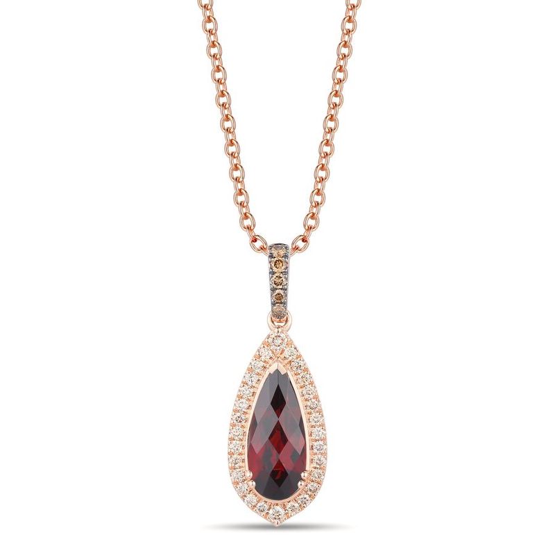 Le Vian Pendant feat. Pomegranate Garnet Chocolate diamonds Nude diamond set in 14K Strawberry Gold