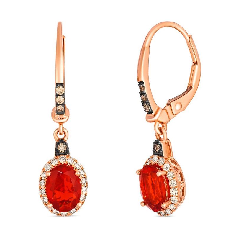 Le Vian Earrings feat. Neon Tangerine Fire Opal Chocolate diamonds Nude diamonds set in 14K Strawberry Gold