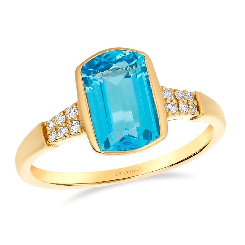 Le Vian Ring feat. Ocean Blue Topaz Vanilla diamonds set in 14K Honey Gold