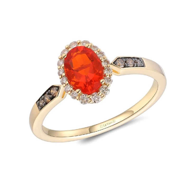 Le Vian Ring feat. Neon Tangerine Fire Opal Chocolate diamonds Nude diamonds set in 14K Honey Gold