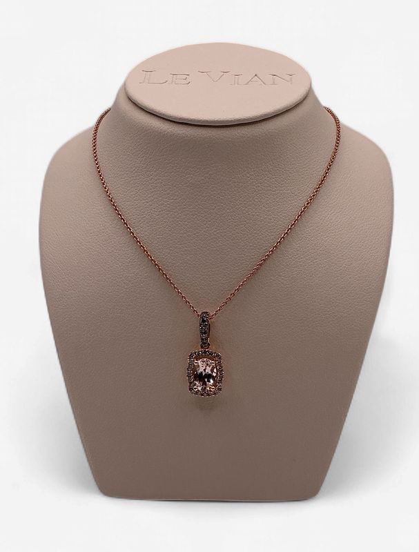 Le Vian Pendant feat 1/2ct Peach Morganite 1/20ct Chocolate Diamonds 1/8ct Nude Diamonds set in 14k Strawberry Gold