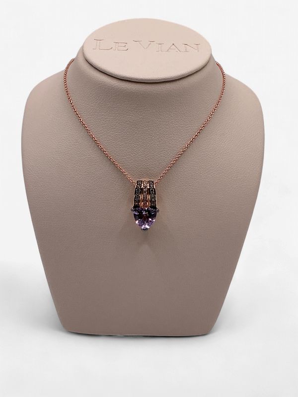 Le Vian Pendant feat 1ct Cotton Candy Amethyst 1/8ct Chocolate Diamonds 1/20ct Nude Diamonds set in 14k Strawberry Gold
