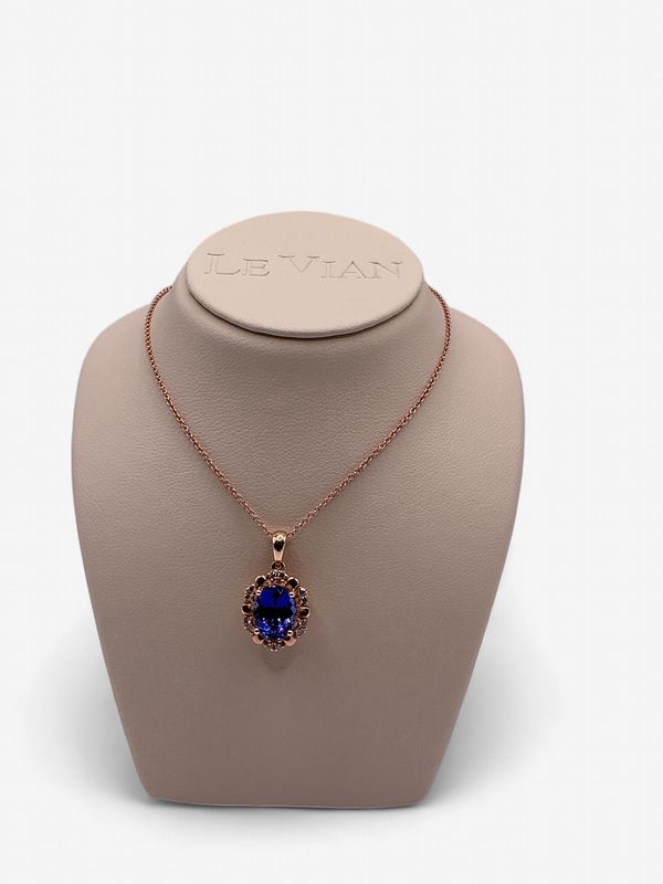 Le Vian Pendant feat 1 3/4ct Blueberry Tanzanite 1/10ct Nude Diamonds set in 14k Strawberry Gold