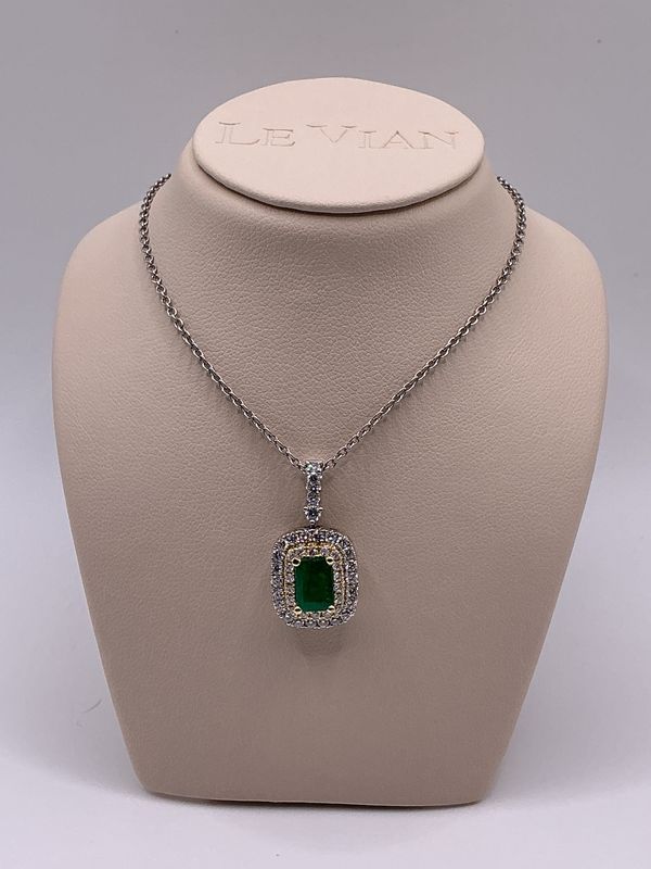Le Vian Couture Pendant feat 3/4ct Costa Smeralda Emerald 5/8ct Vanilla Diamonds set in Platinum and 18k Honey Gold