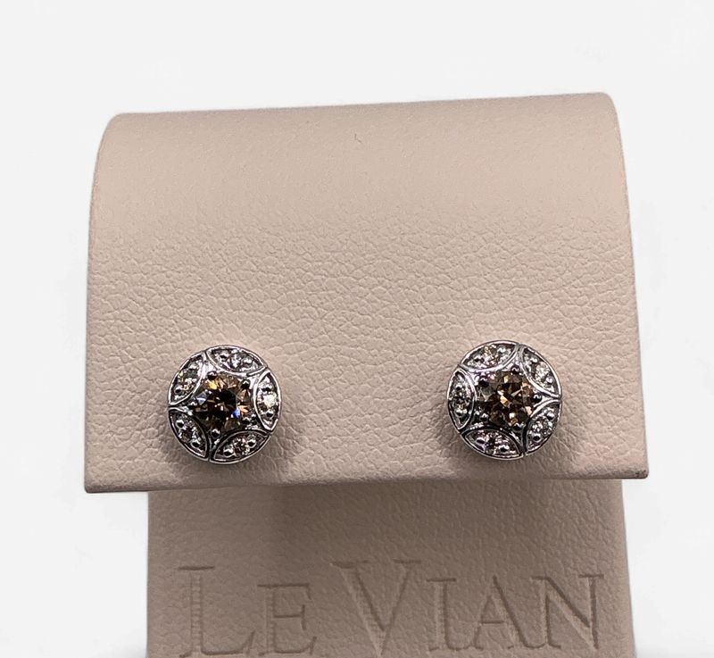 Le Vian Earrings feat 3/8ct Chocolate Diamonds 1/10 Nude Diamonds set in 14k Vanilla Gold