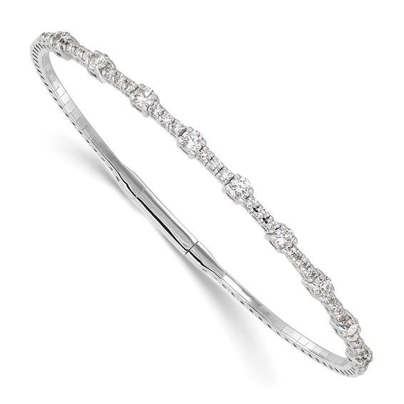 14k White Gold 1 1/3 Lab Grown Flex Diamond Bangle