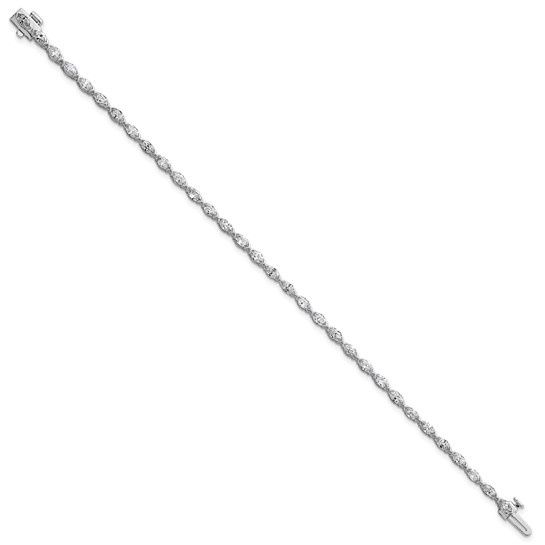 14kw Marquise Lab Grown Diamond VS+ F+ Half Bezel Set Tennis Bracelet