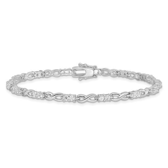 terling Silver Rhodium-plated CZ Infinity Bracelet