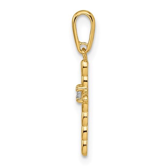 14k Yellow Gold Cross Charm w/ CZ