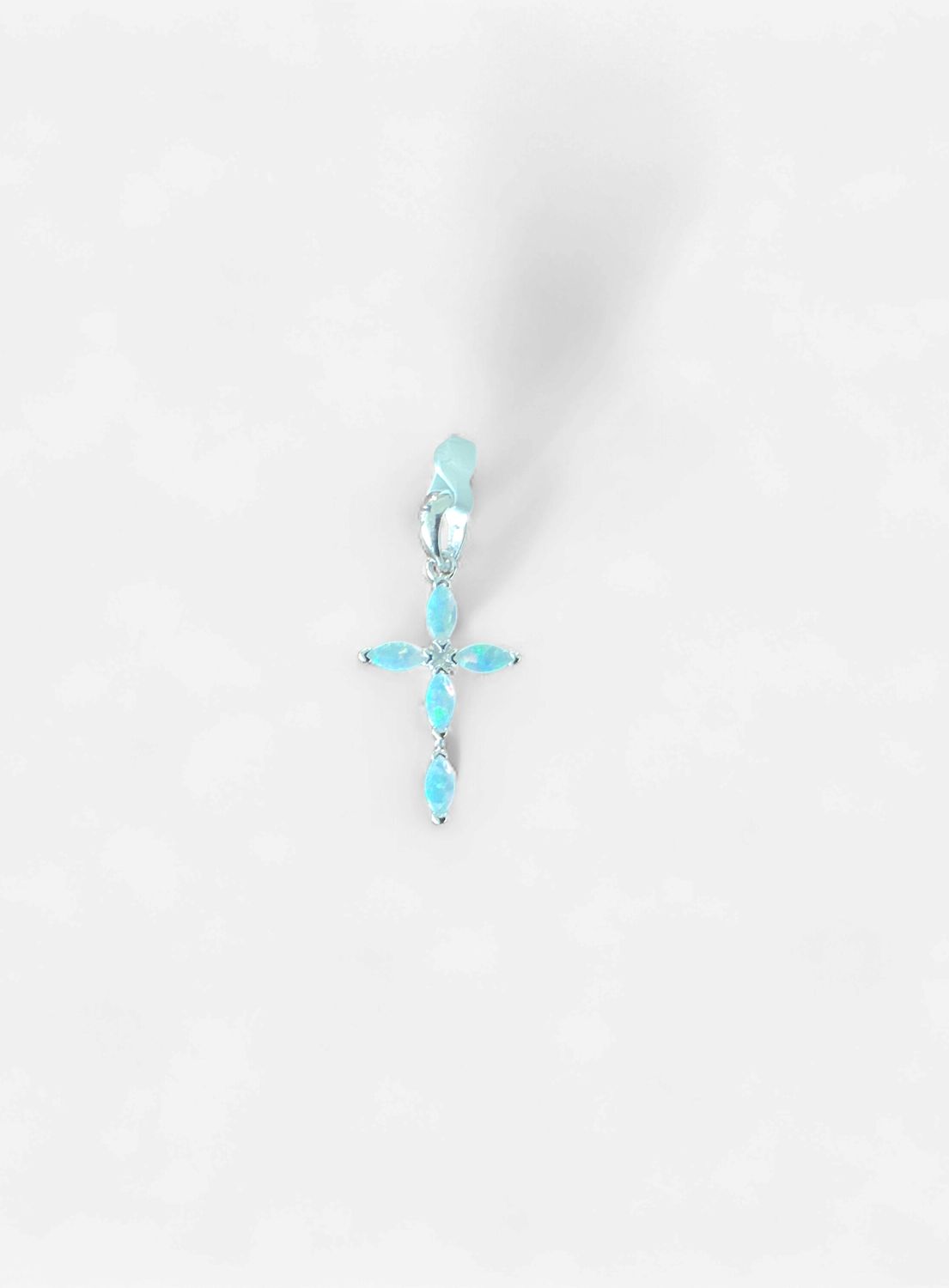 Sterling Silver Marquise Shaped Opal Cross Pendant