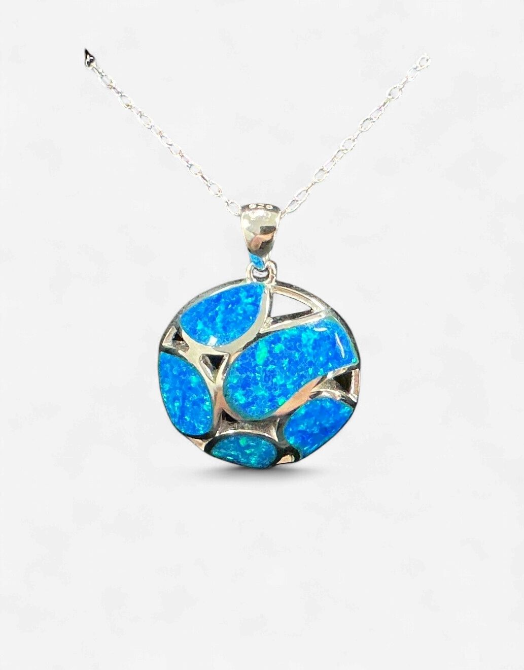 Sterling Silver Blue Opal Fashion Pendant