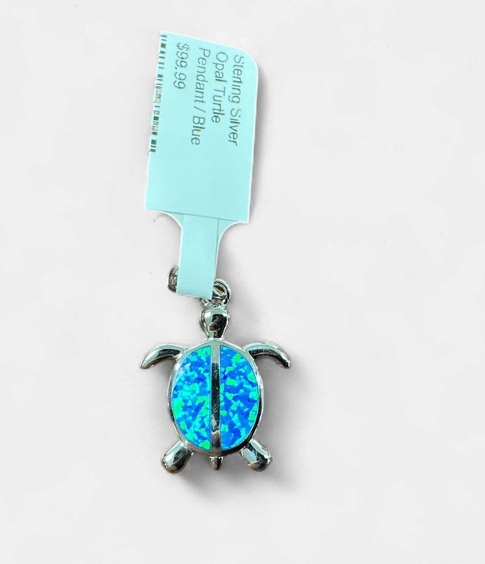 Sterling Silver Opal Turtle Pendant