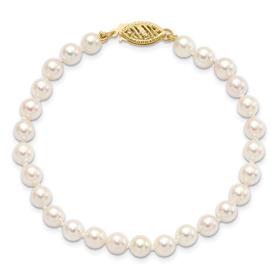 14k Yellow Gold 5.5 - 6 mm Pearl Bracelet - 7.75 inches