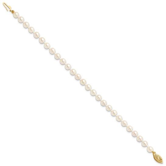 14k Yellow Gold 5.5 - 6 mm Pearl Bracelet - 7.75 inches