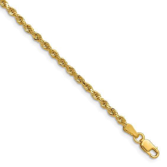 10k Semi-solid Yellow gold Rope chain 20"